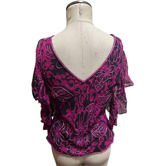 Vintage 90s Sean Collection Womens Silk Pink Beaded Top Blouse Deadstock New L - Picture 2 of 13